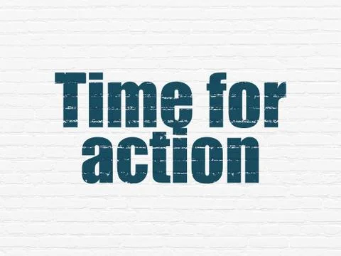 Timeline concept: Time for Action on wall background Ilustración de archivo