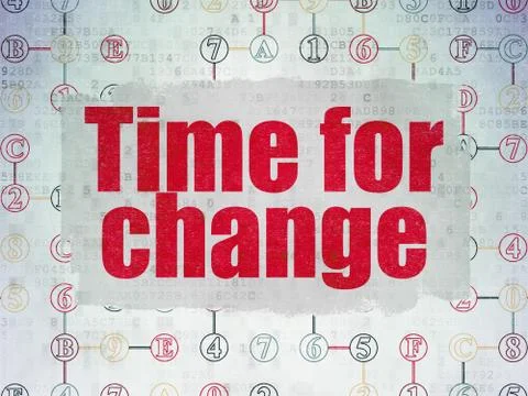 Timeline concept: Time for Change on Digital Data Paper background Illustration