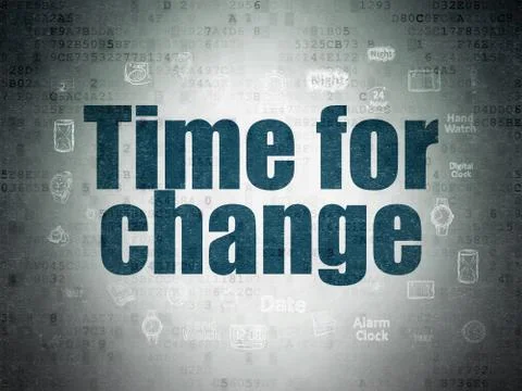 Timeline concept: Time for Change on Digital Data Paper background Illustration