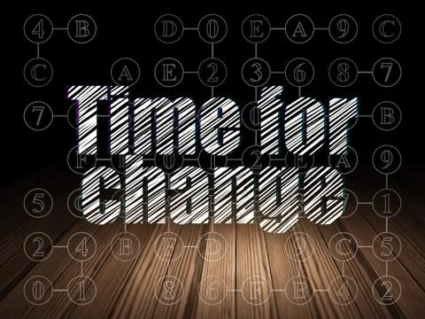 Timeline concept: Time for Change in grunge dark room Illustration