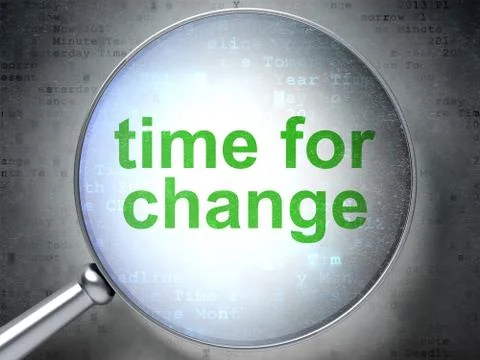 Timeline concept: Time for Change with optical glass 库存插图