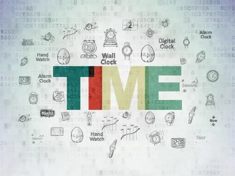Timeline concept: Time on Digital Paper background Illustration