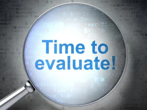 Timeline concept: Time to Evaluate! with optical glass イラスト素材