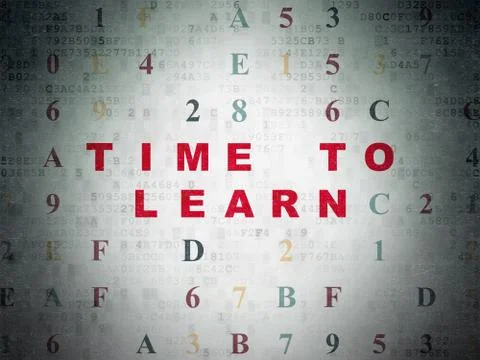 Timeline concept: Time to Learn on Digital Data Paper background Illustration