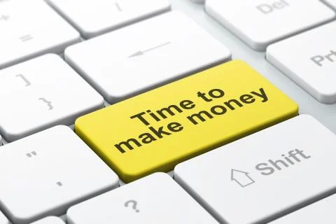 Timeline concept: Time to Make money on computer keyboard 库存插图