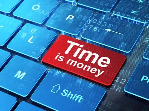 Timeline concept: Time Is money on computer keyboard background Stockillustratie