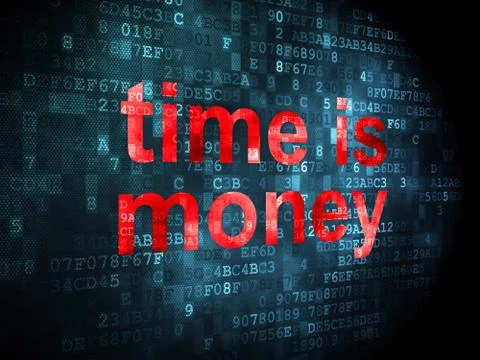Timeline concept: Time is Money on digital background 스톡 일러스트
