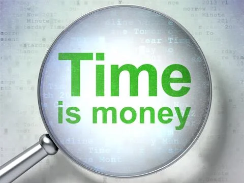 Timeline concept: Time Is money with optical glass Stockillustratie