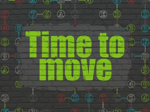 Timeline concept: Time to Move on wall background Ilustración de archivo