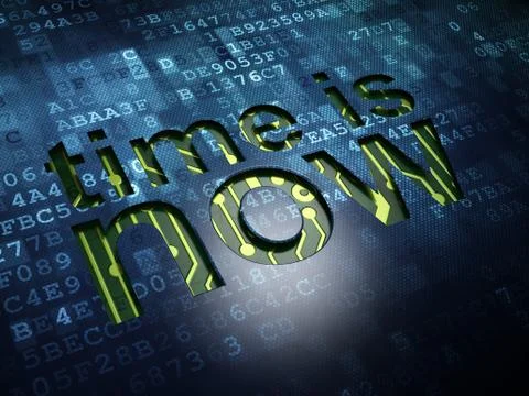 Timeline concept: Time is Now on digital screen background Stockillustratie