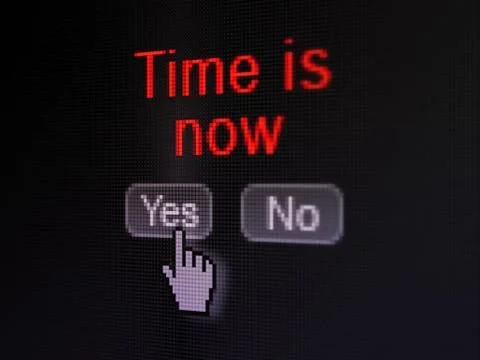 Timeline concept: Time is Now on digital computer screen Stock Illustration