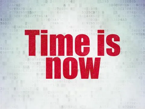 Timeline concept: Time is Now on Digital Data Paper background 库存插图