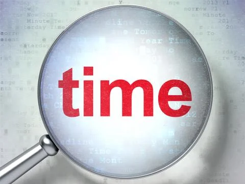Timeline concept: Time with optical glass Illustrazione stock