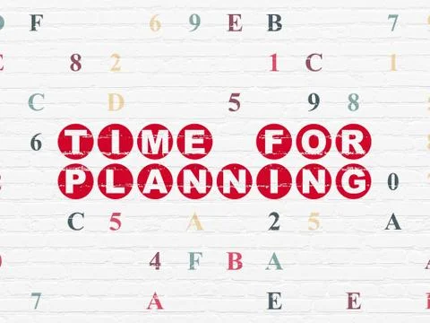 Timeline concept: Time for Planning on wall background Ilustración de archivo