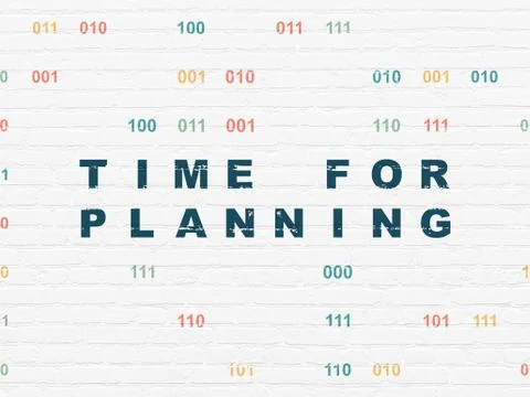 Timeline concept: Time for Planning on wall background Ilustración de archivo