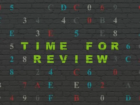 Timeline concept: Time for Review on wall background Illustration