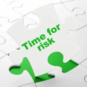 Timeline concept: Time For Risk on puzzle background Illustrazione stock
