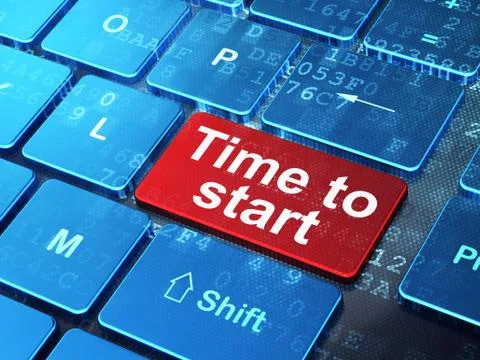 Timeline concept: Time to Start on computer keyboard background Stock Illustration