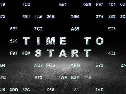 Timeline concept: Time to Start in grunge dark room Illustration