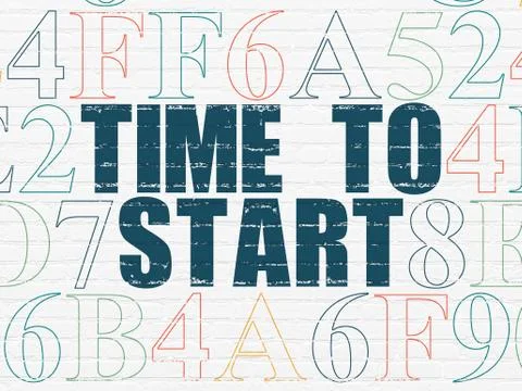 Timeline concept: Time to Start on wall background Illustration