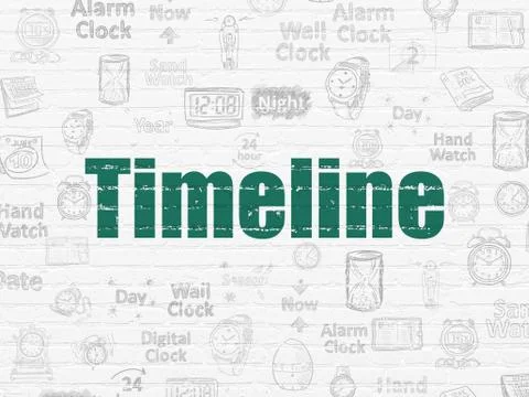 Timeline concept: Timeline on wall background Ilustración de archivo