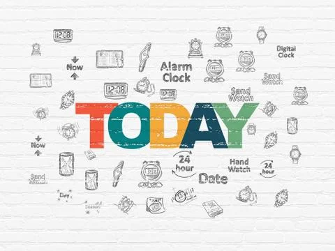 Timeline concept: Today on wall background Ilustración de archivo