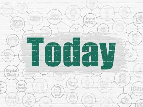 Timeline concept: Today on wall background Illustrazione stock