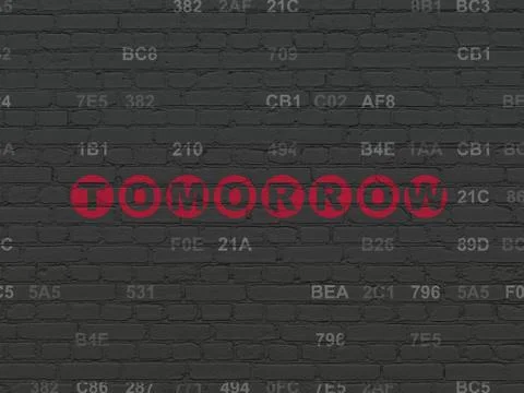 Timeline concept: Tomorrow on wall background 库存插图