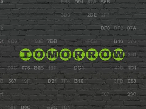 Timeline concept: Tomorrow on wall background Ilustración de archivo