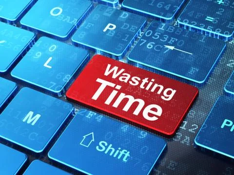 Timeline concept: Wasting Time on computer keyboard background 库存插图