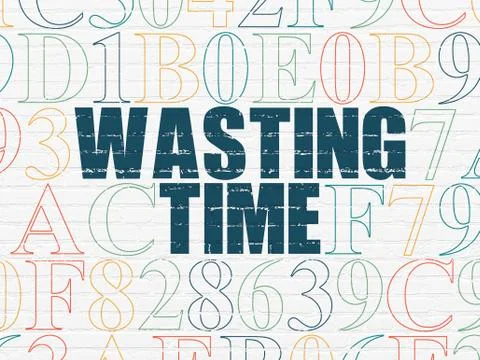 Timeline concept: Wasting Time on wall background Illustration