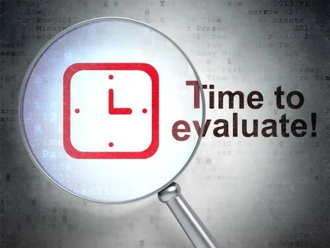 Timeline concept: Watch and Time to Evaluate! with optical glass イラスト素材