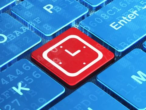 Timeline concept: Watch on computer keyboard background Stockillustratie