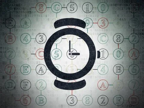 Timeline concept: Watch on Digital Data Paper background Stockillustratie