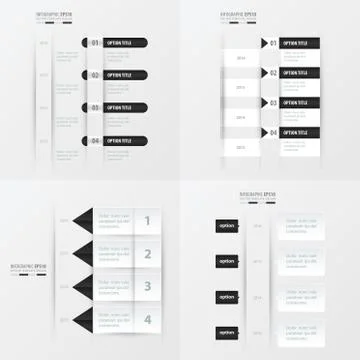 Timeline design 4 item  black and white color Stock Illustration