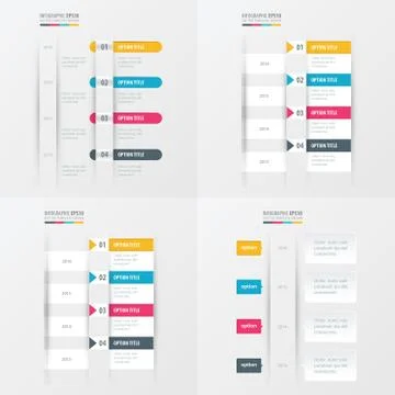 Timeline design 4 item yellow, blue, pink color Stock Illustration