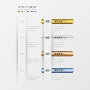 Timeline design   gold, bronze, silver, blue color Stock Illustration