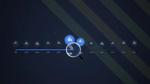 Timeline Graph Animation January to December Data Visualization Stock Footage 348570567