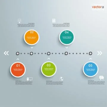 Timeline horizontal circles Stock Illustration