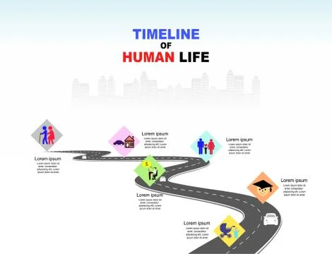 Timeline of human life Stock Illustration