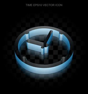 Timeline icon: Blue 3d Clock made of paper, transparent shadow, EPS 10 vector Stock Illustration
