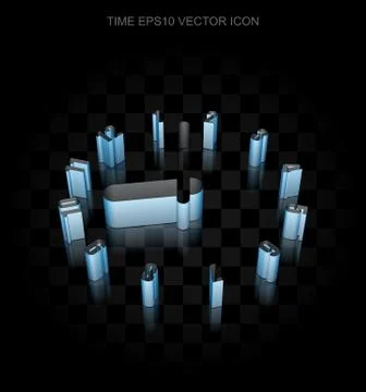 Timeline icon: Blue 3d Clock made of paper, transparent shadow, EPS 10 vector Stock Illustration