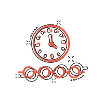 Timeline icon in comic style. Progress cartoon vector illustration on white i 스톡 일러스트