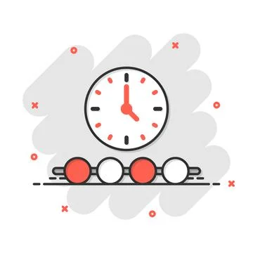 Timeline icon in comic style. Progress cartoon vector illustration on white i 스톡 일러스트