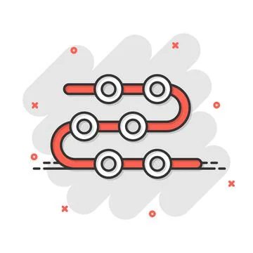 Timeline icon in comic style. Progress cartoon vector illustration on white i Ilustración de archivo