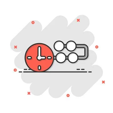 Timeline icon in comic style. Progress cartoon vector illustration on white i Stockillustratie