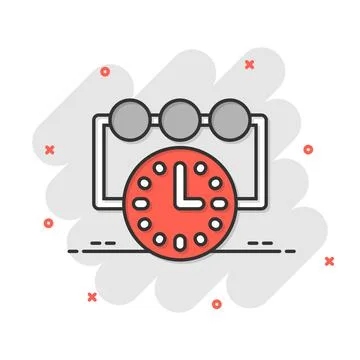 Timeline icon in comic style. Progress cartoon vector illustration on white i 스톡 일러스트