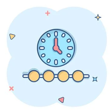 Timeline icon in comic style. Progress cartoon vector illustration on white i Illustrazione stock