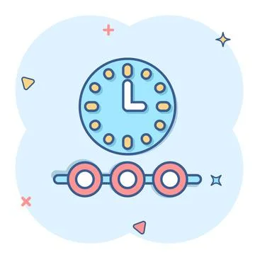 Timeline icon in comic style. Progress cartoon vector illustration on white i Ilustración de archivo