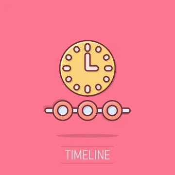 Timeline icon in comic style. Progress cartoon vector illustration on isola.. Illustrazione stock
